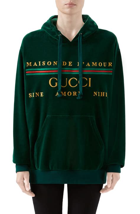 blue embroided gucci sweater|Gucci velour sweatsuit.